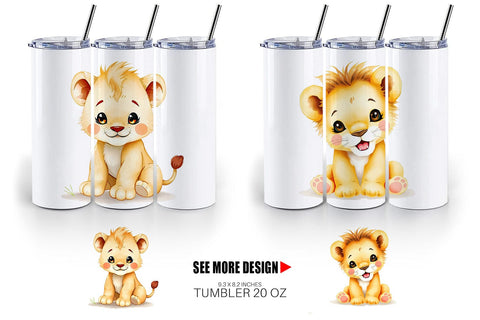 Tumbler Lion Wildlife Sublimation artnoy 