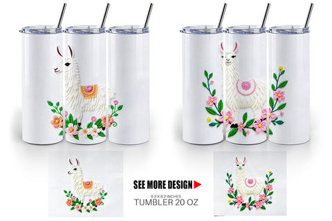 Tumbler Llama Embroidery Sublimation artnoy 