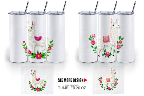 Tumbler Llama Embroidery Sublimation artnoy 