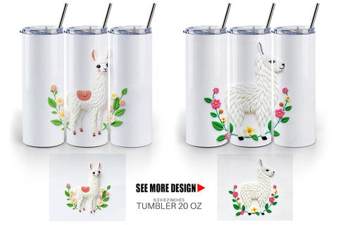 Tumbler Llama Embroidery Sublimation artnoy 