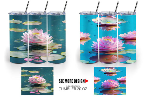 Tumbler Lotus Flower Pattern Sublimation artnoy 