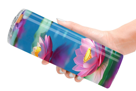 Tumbler Lotus Flower Pattern Sublimation artnoy 