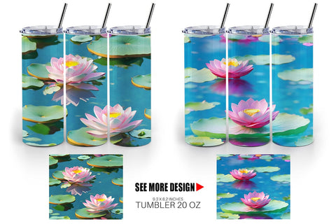 Tumbler Lotus Flower Pattern Sublimation artnoy 