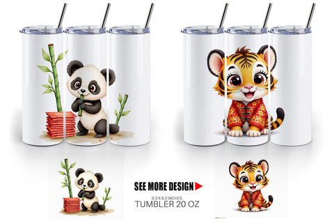 Tumbler Lunar New Year Cuties 2026 Watercolor Sublimation artnoy 