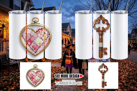 Tumbler Macabre Gothic Curio Patchwork Sublimation artnoy 
