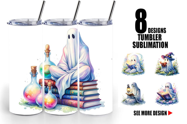 Tumbler Magical Spellbook Ghost Sublimation artnoy 