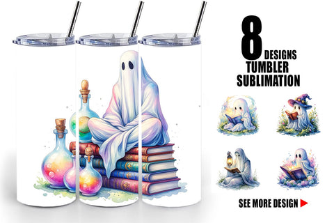 Tumbler Magical Spellbook Ghost Sublimation artnoy 