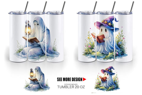 Tumbler Magical Spellbook Ghost Sublimation artnoy 