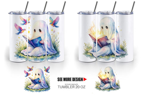 Tumbler Magical Spellbook Ghost Sublimation artnoy 