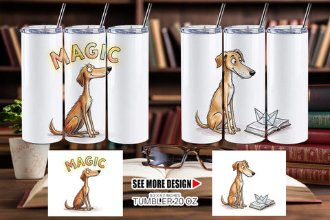 Tumbler Magical Storytime Dog Watercolor Sublimation artnoy 