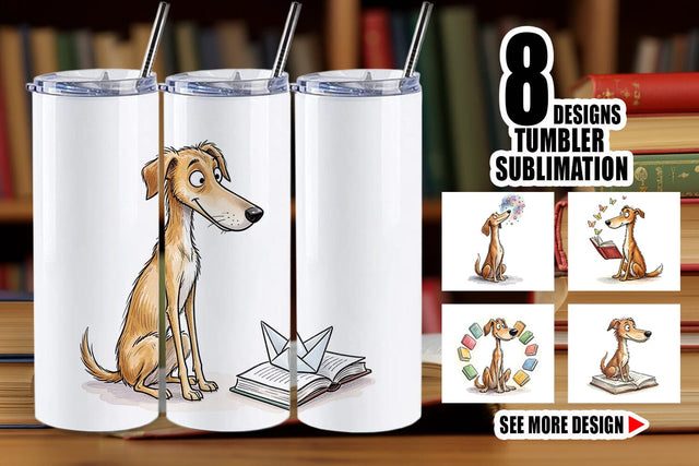Tumbler Magical Storytime Dog Watercolor Sublimation artnoy 