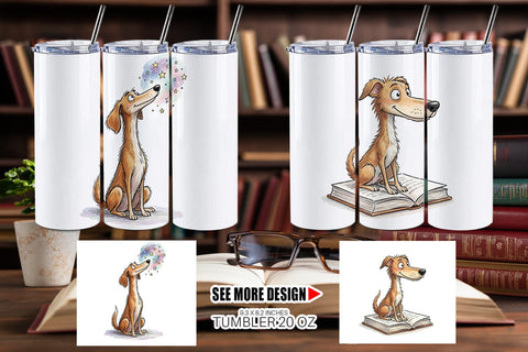 Tumbler Magical Storytime Dog Watercolor Sublimation artnoy 