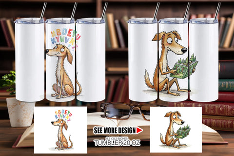 Tumbler Magical Storytime Dog Watercolor Sublimation artnoy 