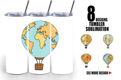 Tumbler Map Hot Air Balloon Sublimation artnoy 
