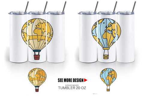 Tumbler Map Hot Air Balloon Sublimation artnoy 