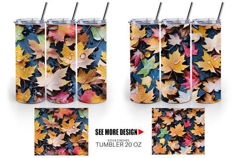 Tumbler Maple Leaves Pattern Sublimation artnoy 
