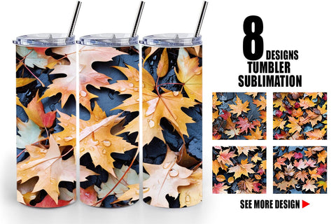Tumbler Maple Leaves Pattern Sublimation artnoy 