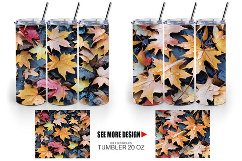 Tumbler Maple Leaves Pattern Sublimation artnoy 
