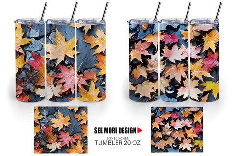 Tumbler Maple Leaves Pattern Sublimation artnoy 