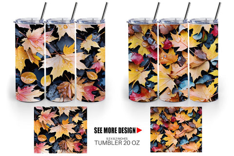 Tumbler Maple Leaves Pattern Sublimation artnoy 