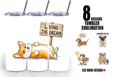 Tumbler Melting Summer Dog Sarcastic Watercolor Sublimation artnoy 