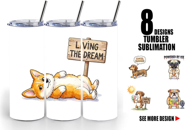 Tumbler Melting Summer Dog Sarcastic Watercolor Sublimation artnoy 