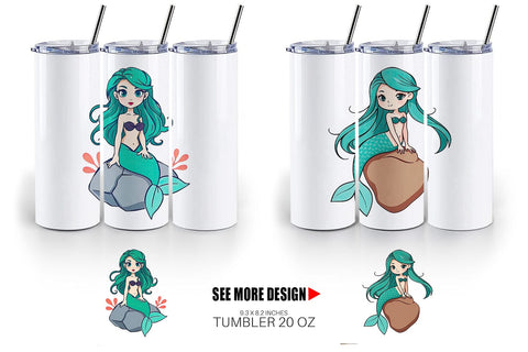 Tumbler Mermaid on Rock Sublimation artnoy 