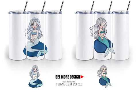 Tumbler Mermaid on Rock Sublimation artnoy 