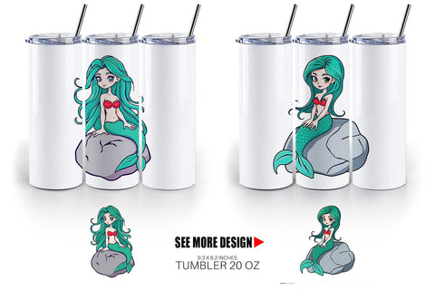 Tumbler Mermaid on Rock Sublimation artnoy 