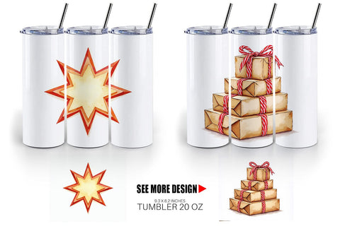 Tumbler Mid-Century Christmas Mail Retro Watercolor Sublimation artnoy 