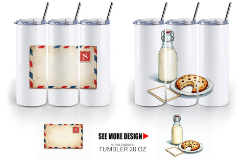 Tumbler Mid-Century Christmas Mail Retro Watercolor Sublimation artnoy 