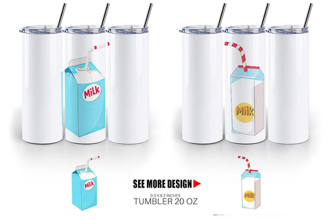 Tumbler Milk Box with Straw Sublimation artnoy 