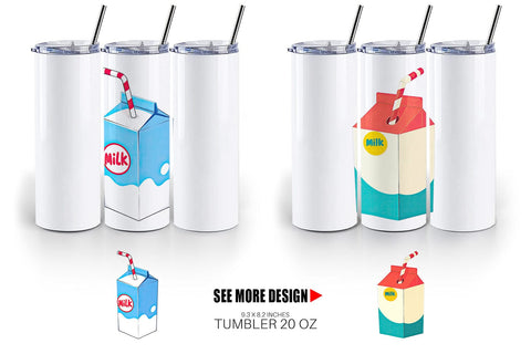 Tumbler Milk Box with Straw Sublimation artnoy 