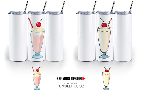 Tumbler Milkshake with Cherry Sublimation artnoy 