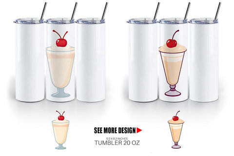 Tumbler Milkshake with Cherry Sublimation artnoy 
