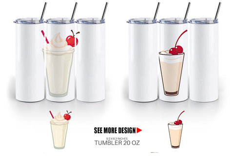 Tumbler Milkshake with Cherry Sublimation artnoy 