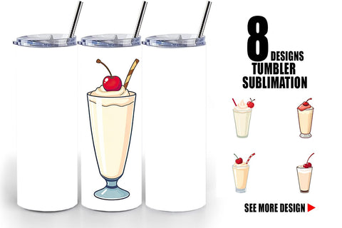 Tumbler Milkshake with Cherry Sublimation artnoy 