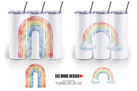 Tumbler Minimalist Boho Rainbow Sublimation artnoy 