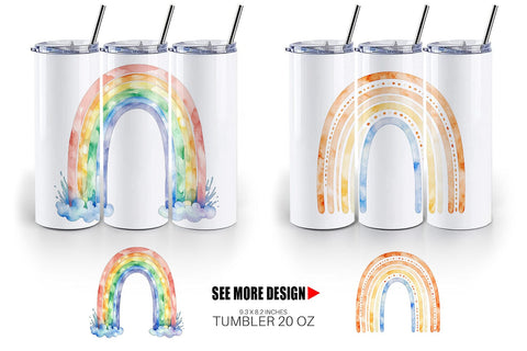 Tumbler Minimalist Boho Rainbow Sublimation artnoy 