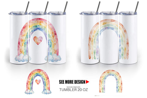 Tumbler Minimalist Boho Rainbow Sublimation artnoy 