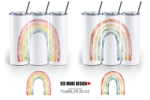 Tumbler Minimalist Boho Rainbow Sublimation artnoy 