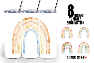 Tumbler Minimalist Boho Rainbow Sublimation artnoy 