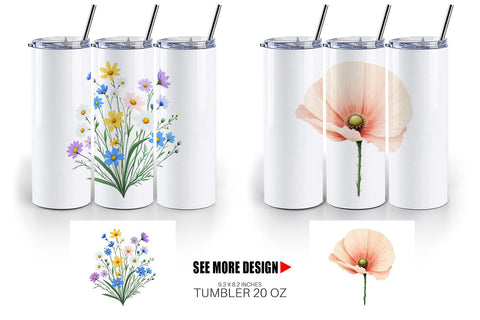 Tumbler Minimalist Florals Sublimation artnoy 