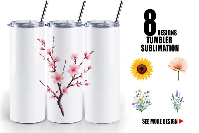 Tumbler Minimalist Florals Sublimation artnoy 