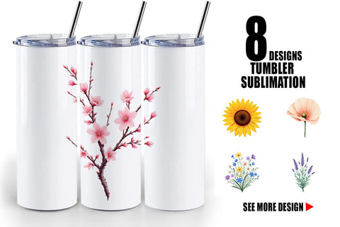 Tumbler Minimalist Florals Sublimation artnoy 