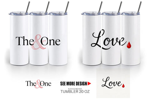 Tumbler Minimalist Romance Watercolor Sublimation artnoy 