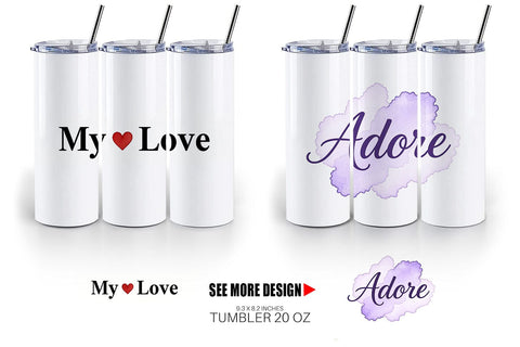 Tumbler Minimalist Romance Watercolor Sublimation artnoy 