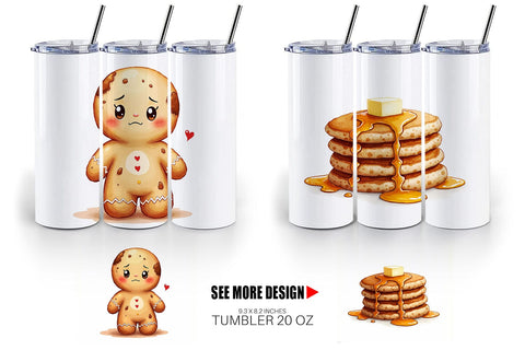Tumbler Misfit Gingerbread Sweets & Treats Watercolor Sublimation artnoy 