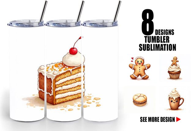 Tumbler Misfit Gingerbread Sweets & Treats Watercolor Sublimation artnoy 