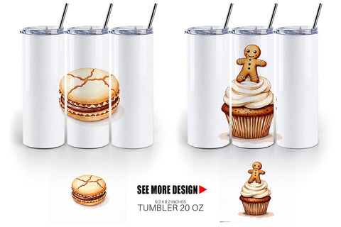 Tumbler Misfit Gingerbread Sweets & Treats Watercolor Sublimation artnoy 